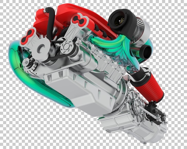 PSD supercar engine on transparent background 3d rendering illustration