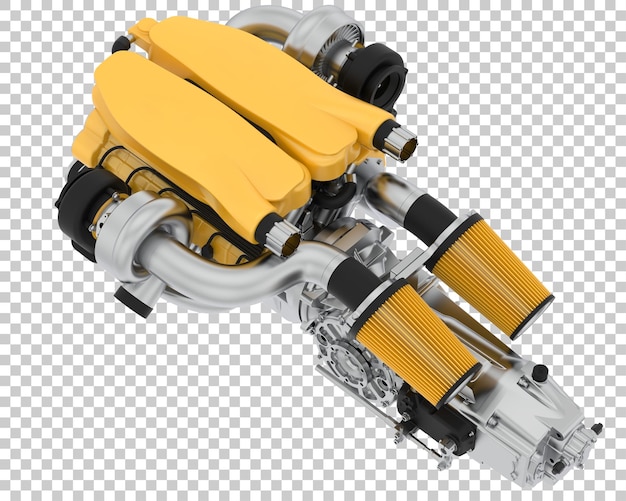 Supercar engine on transparent background 3d rendering illustration