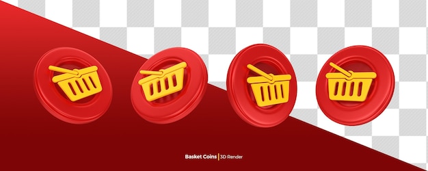 Supermarket basket icon 3d render