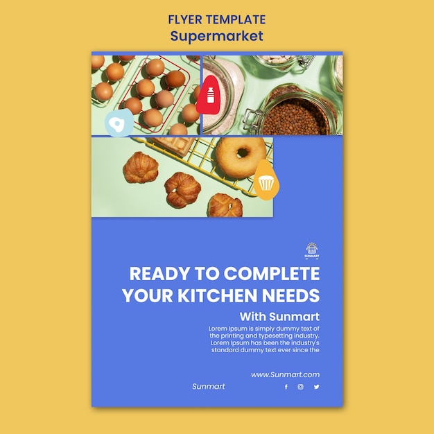 Supermarket business vertical flyer template