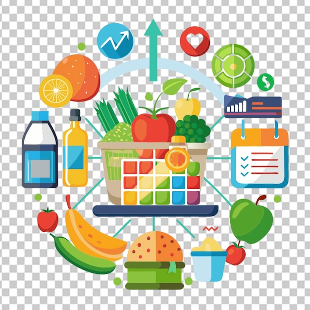 PSD supermarket foods infographics presentation elemen