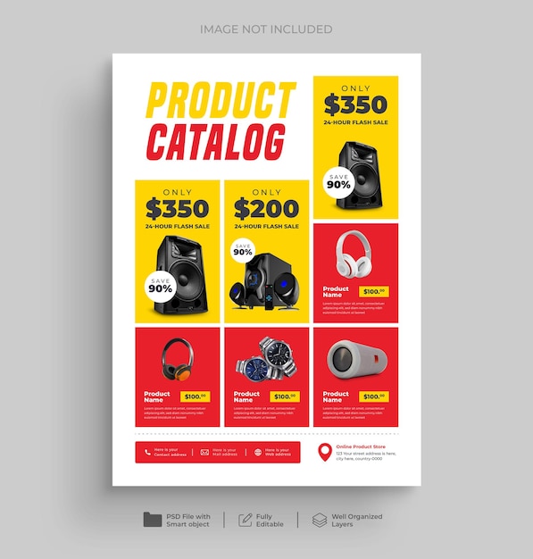 Supermarket product sale catalog flyer template grocery product list flyer banner design