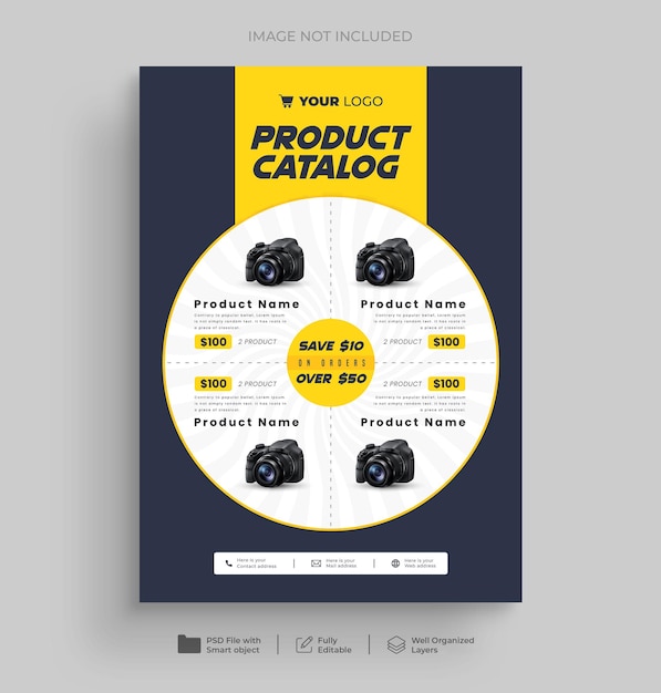 Supermarket product sale catalog flyer template grocery product list flyer banner design