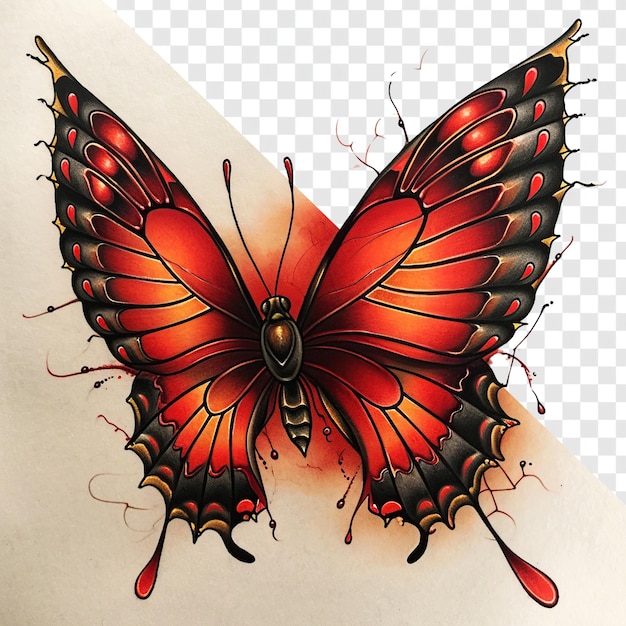 Superpower Butterfly Tattoo Design Reference with Transparent Background