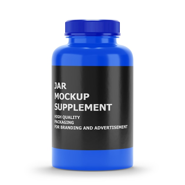 Supplement bottle mockup Pill jar smart psd template Hyper realistic tablet pack design