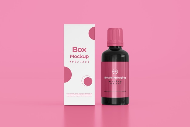 Supplement bottle with box mockup