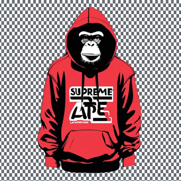 PSD supreme baping ape hoodie design isolated on transparent background