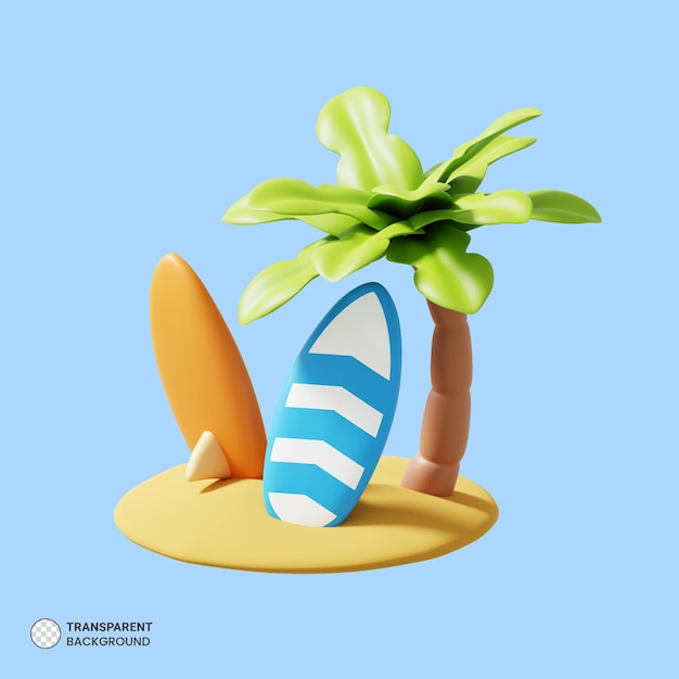 Surfboard icon isolated 3d render illustration