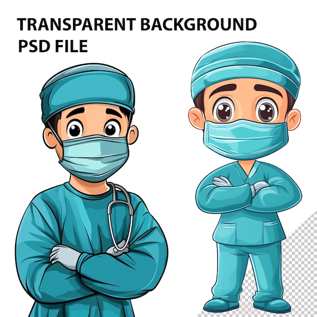 PSD surgeon cartoon vector illustration clipart white background