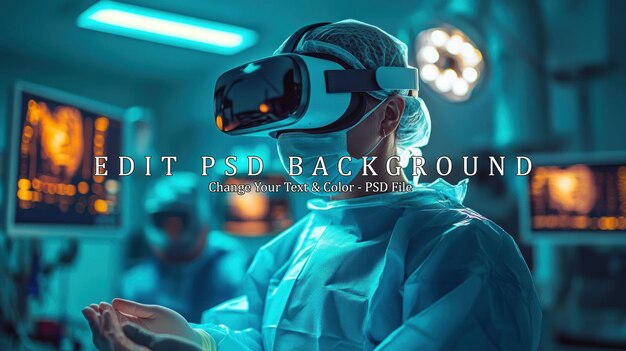 PSD surgeon wearing vr headset in operating room