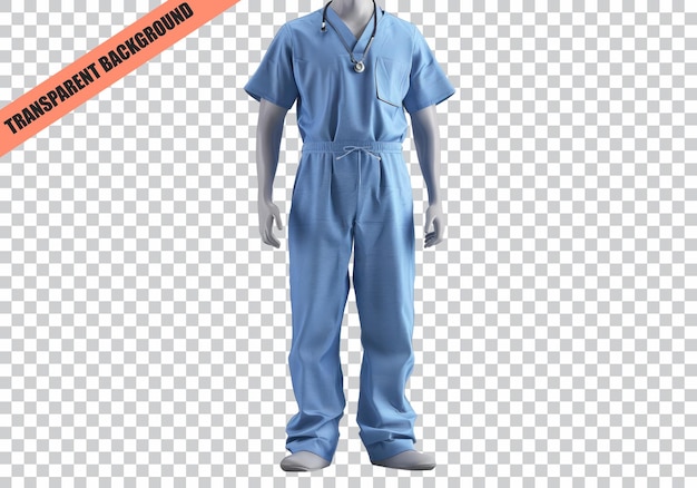 PSD surgical hospital medical scrubs uniforms isolated on transparent background