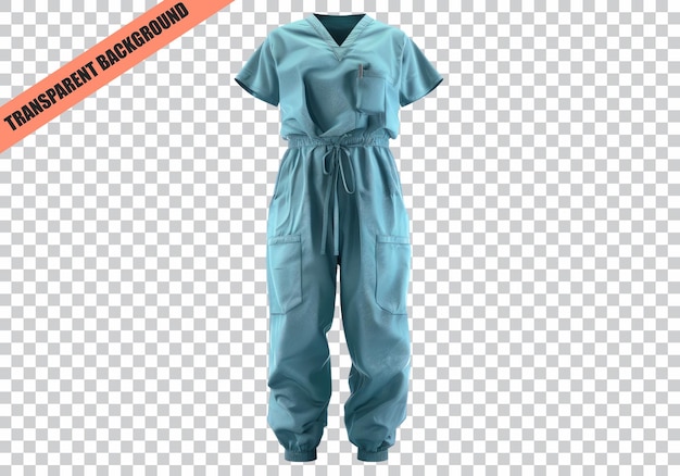 PSD surgical hospital medical scrubs uniforms isolated on transparent background