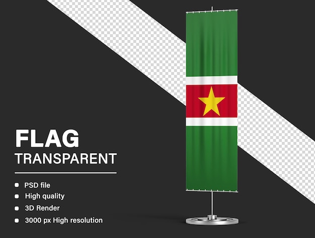 Suriname flag banner design isolated on transparent background