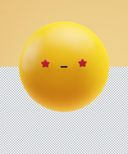 Surprise and bewilderment emoticon with a funny kawaii face with red star eyes