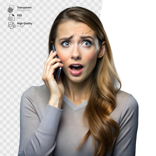 Surprised Young Woman Talking on the Phone With a Concerned Expression