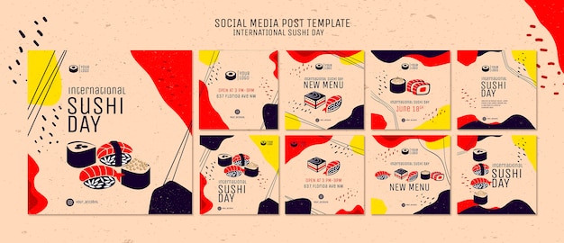 PSD sushi day social media post template