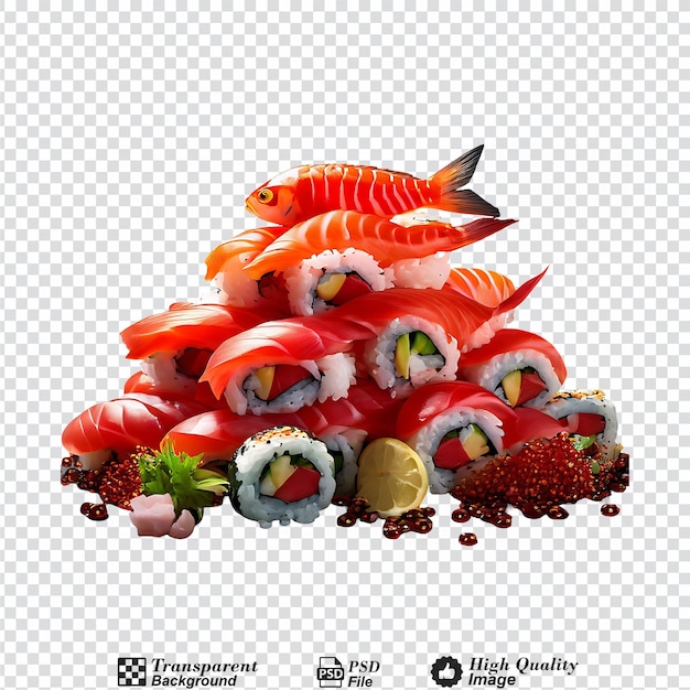 sushi food a pile of red fish isolated on transparent background