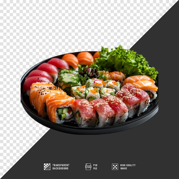 PSD sushi on plate without background hd quality