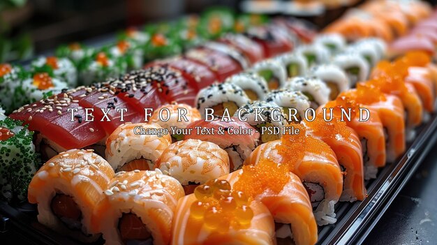 PSD sushi platter with variety of rolls