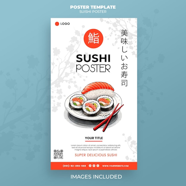 PSD sushi poster design template