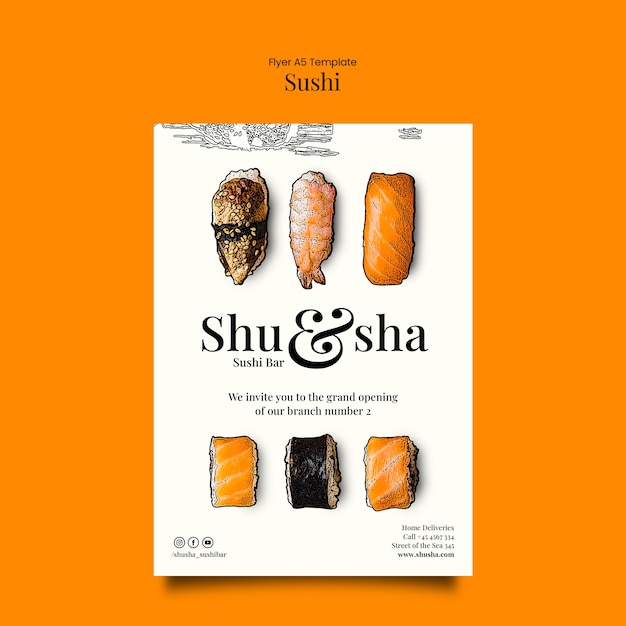 PSD sushi poster template design