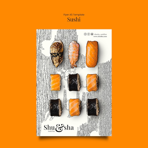 Sushi poster template design