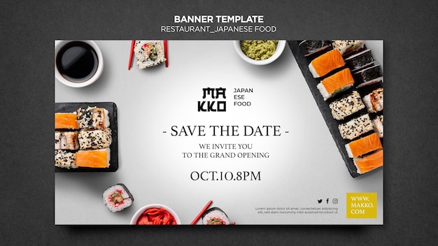 Sushi restaurant grand opening banner web template