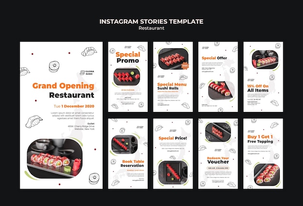 Sushi restaurant instagram stories template