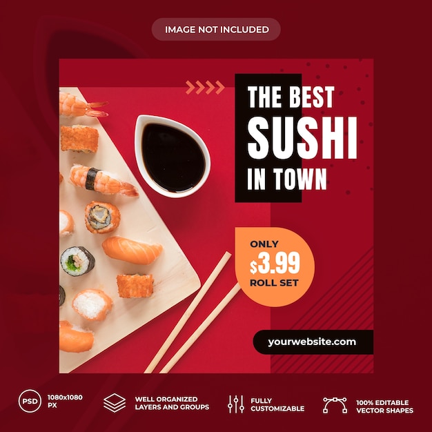 Sushi social media banner template 