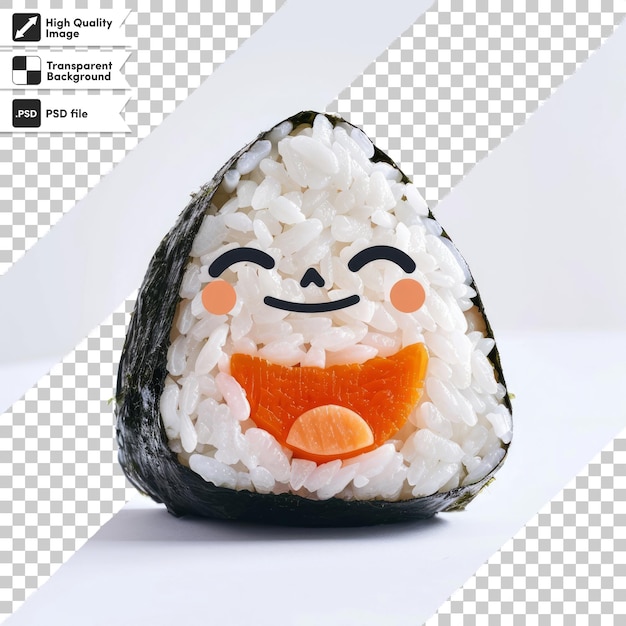 PSD a sushi with a smile on it and the word sushi on it