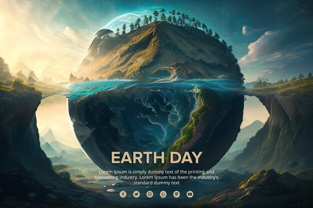 Sustainable living earth day psd design template