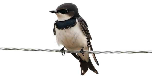 PSD swallow on a wire isolated on transparent background hirundo rustica