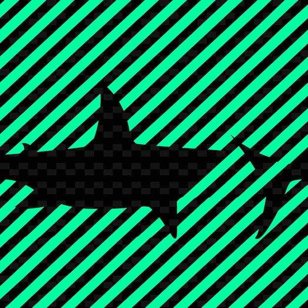 PSD swanky striped pattern with kind of shark icon and bold line nature inspired abstract outline art