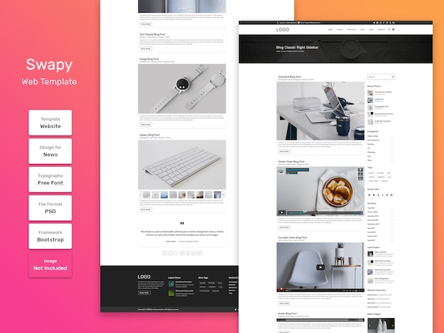 Swapy personal blog category page web template