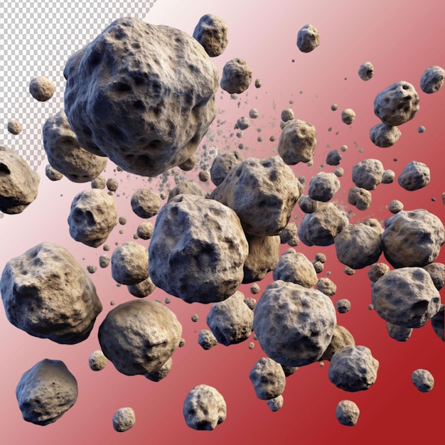 PSD swarm of asteroid isolated on transparent background