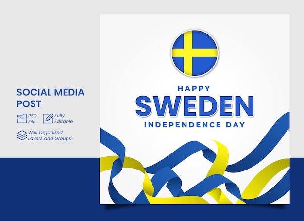 Sweden independence day social media banner design