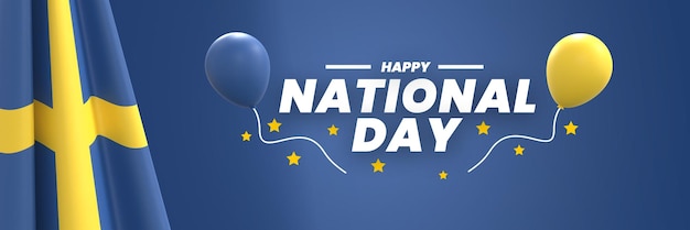 sweden national day independence day banner with flag and editable text background