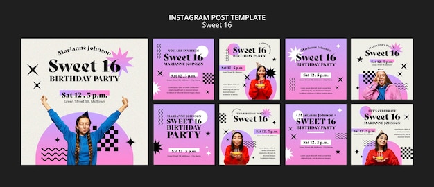 Sweet 16 celebration instagram posts collection