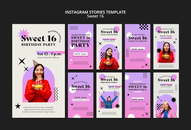 Sweet 16 celebration instagram stories collection