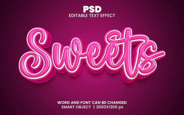 Sweet 3d editable photoshop text effect style with modern background