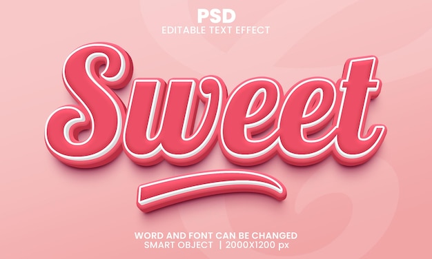 Sweet 3d editable text effect Premium Psd with background