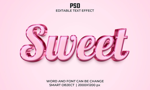 Sweet 3d editable text effect Premium Psd with background