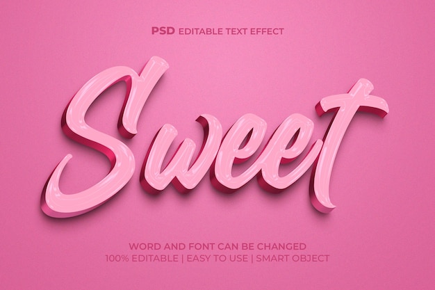 Sweet 3d editable text effect style