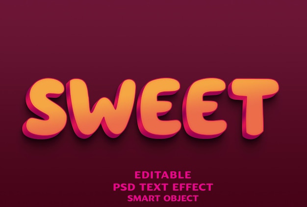 PSD sweet 3d text effect design