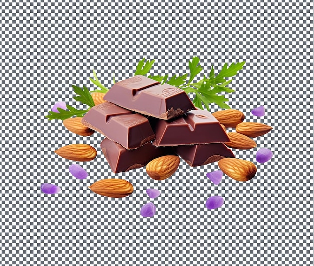 sweet Almond Chocolate isolated on transparent background