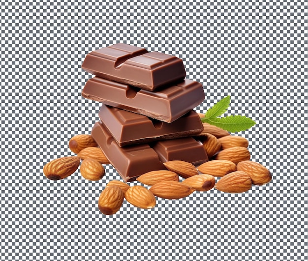 sweet Almond Chocolate isolated on transparent background