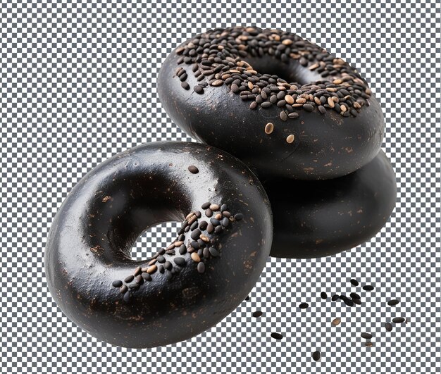 PSD sweet black bean bagels isolated on transparent background