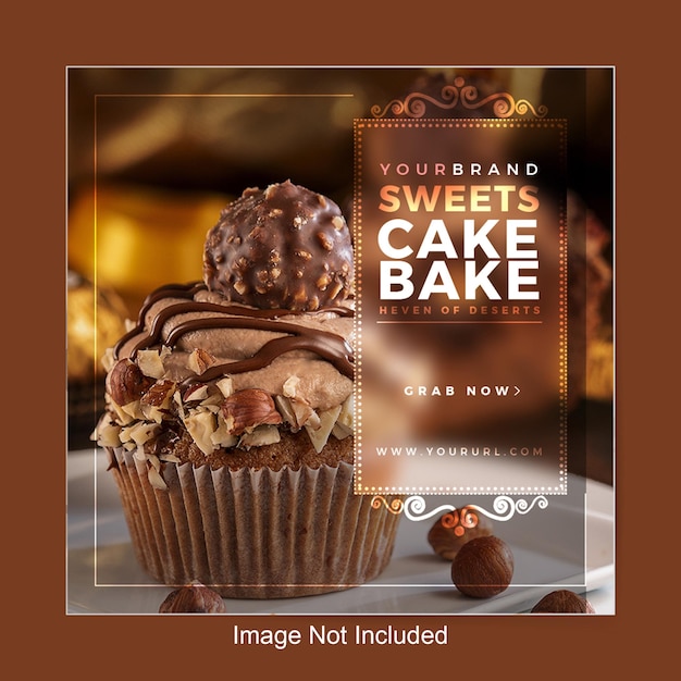 sweet cake bake ad and social media post template