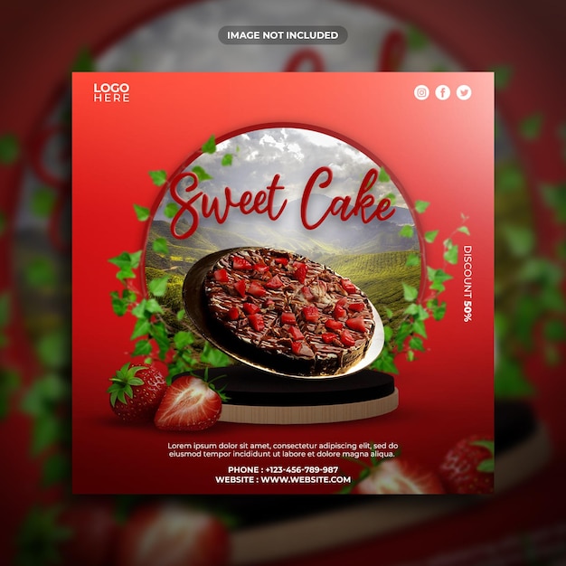 Sweet cake promotion instagram post or square web banner social media template