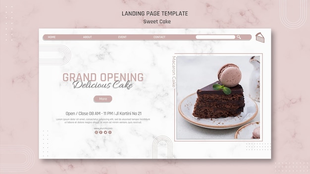 PSD sweet cake shop landing page